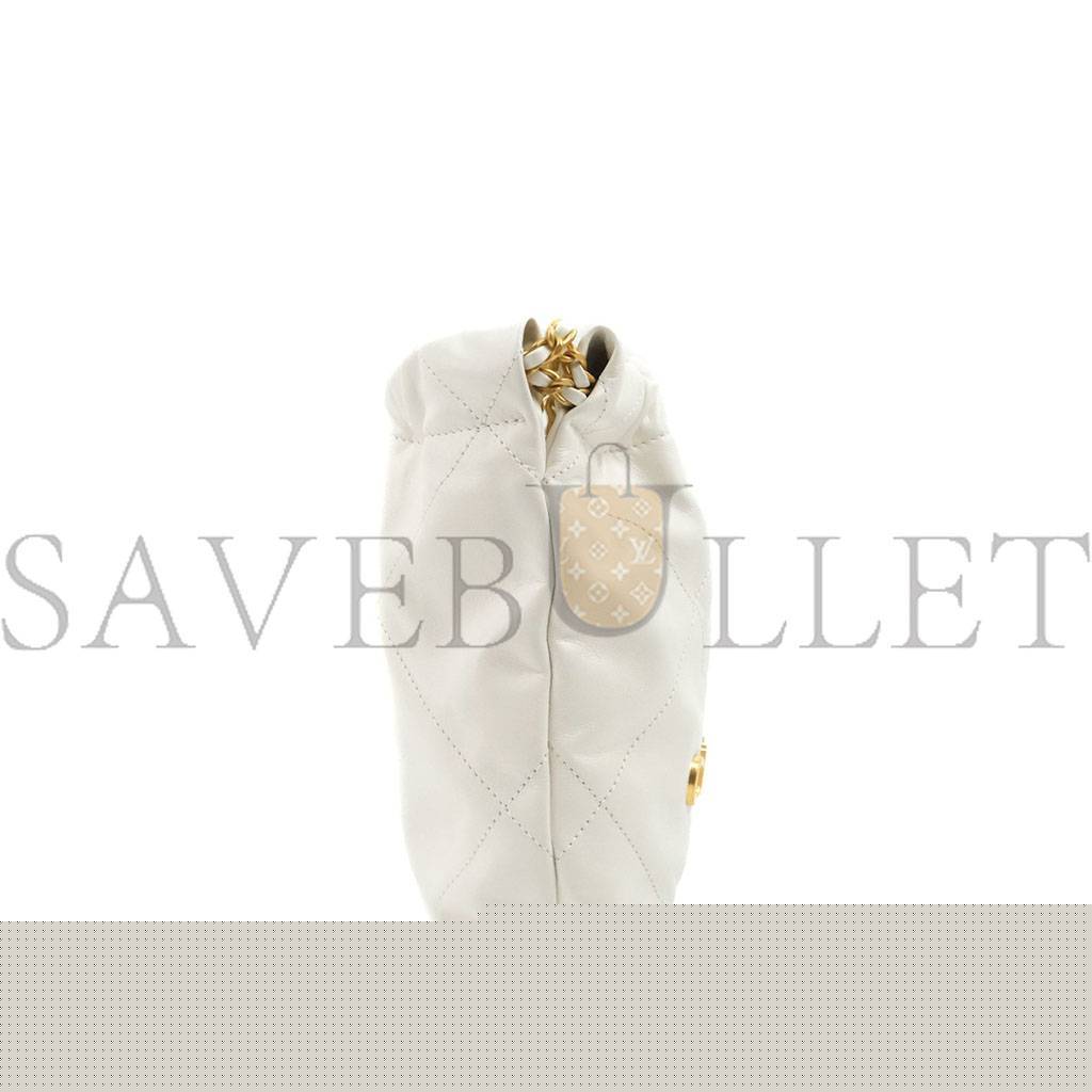 Ch*el master white calfskin quilted mini 22 bag antique gold hardware as3980 (20*19*6cm)